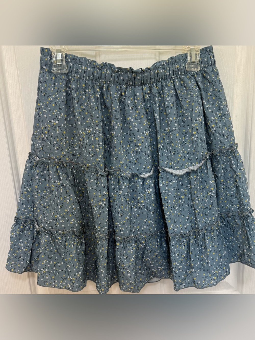 Nashalyly Tiered Light Blue Floral Drawstring Skirt With Built In Shorts - Picture 3 of 5